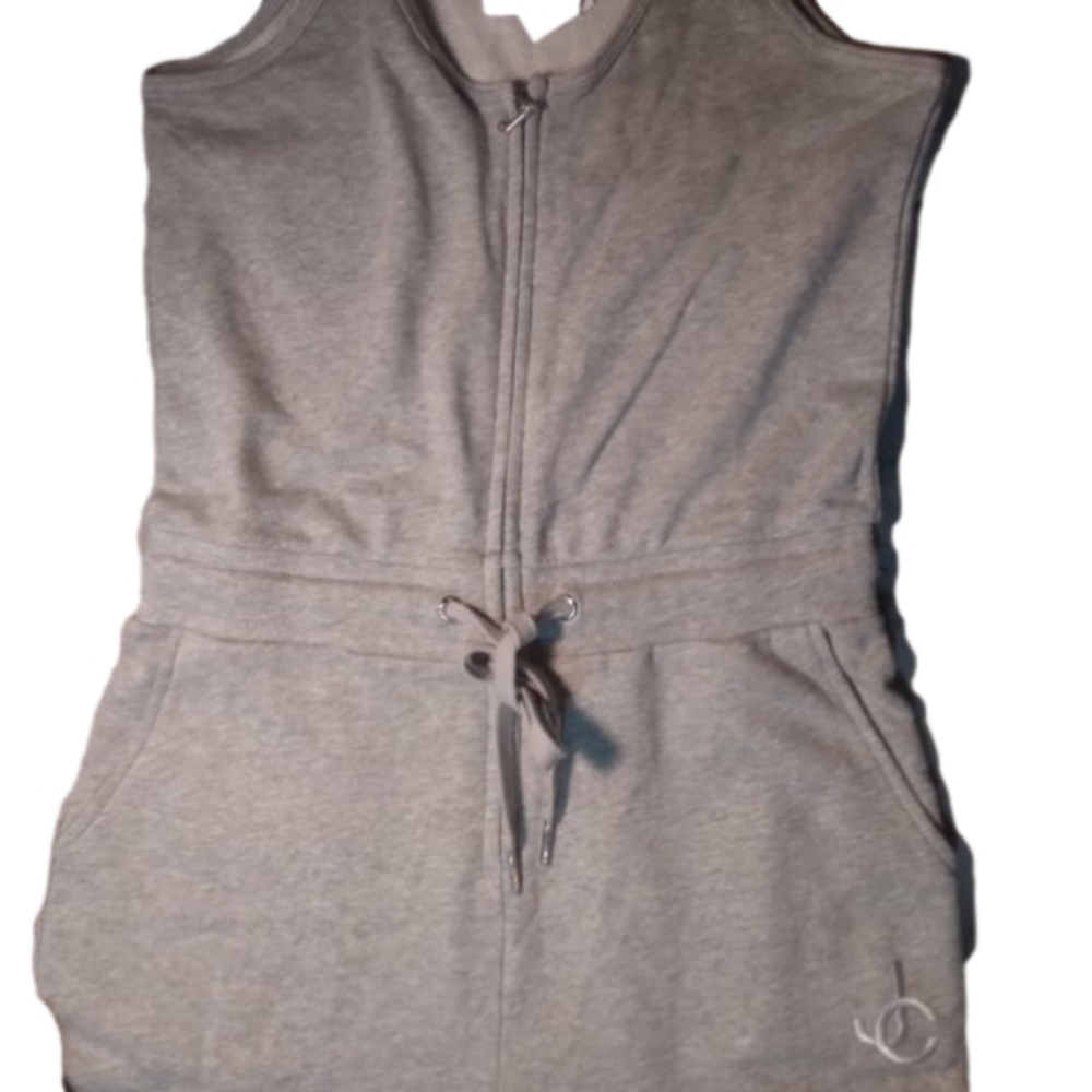 NWT Juicy Couture  Heather Grey Sleeveless Zip Front Sweatsuit Jumper Size Small